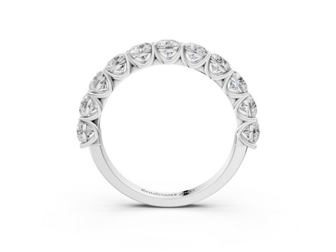 Silver Round Morganite Shared Prong Eternity Band