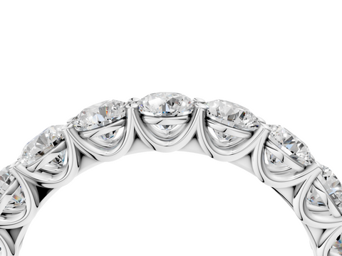Silver Round Peridot Shared Prong Eternity Band