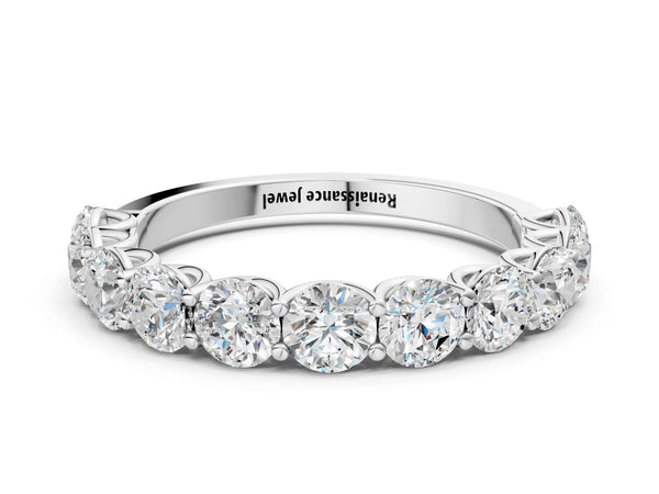 Platinum Round Diamond Shared Prong Eternity Band