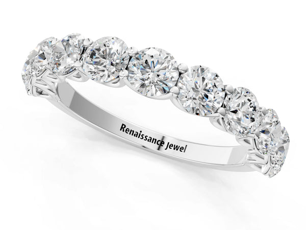 Platinum Round Diamond Shared Prong Eternity Band