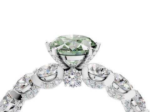 White gold Round Diamond Side Stone Engagement Ring with Six-Prong Setting_10