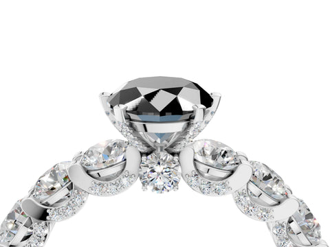 White gold Round Diamond Side Stone Engagement Ring with Six-Prong Setting_10