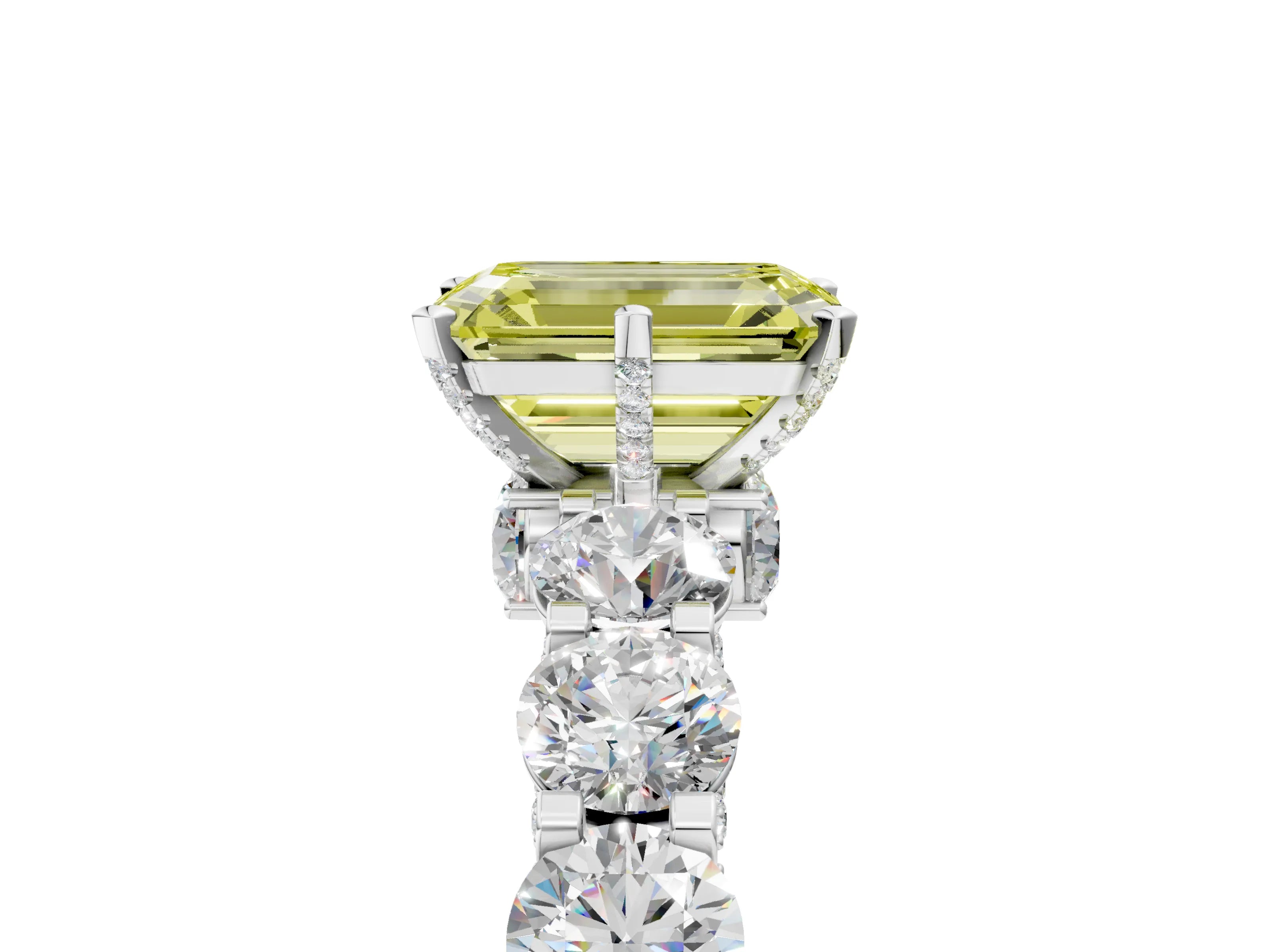 White gold Round Diamond Side Stone Engagement Ring with Six-Prong Setting_11