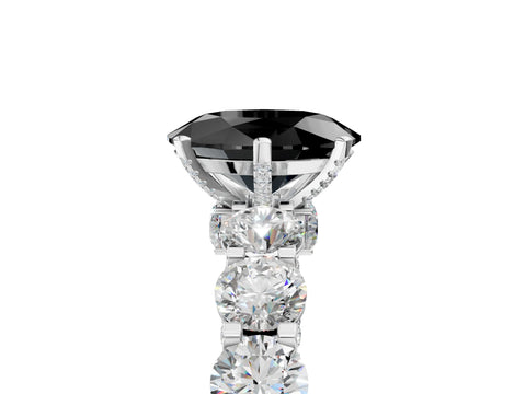 White gold Round Diamond Side Stone Engagement Ring with Six-Prong Setting_11
