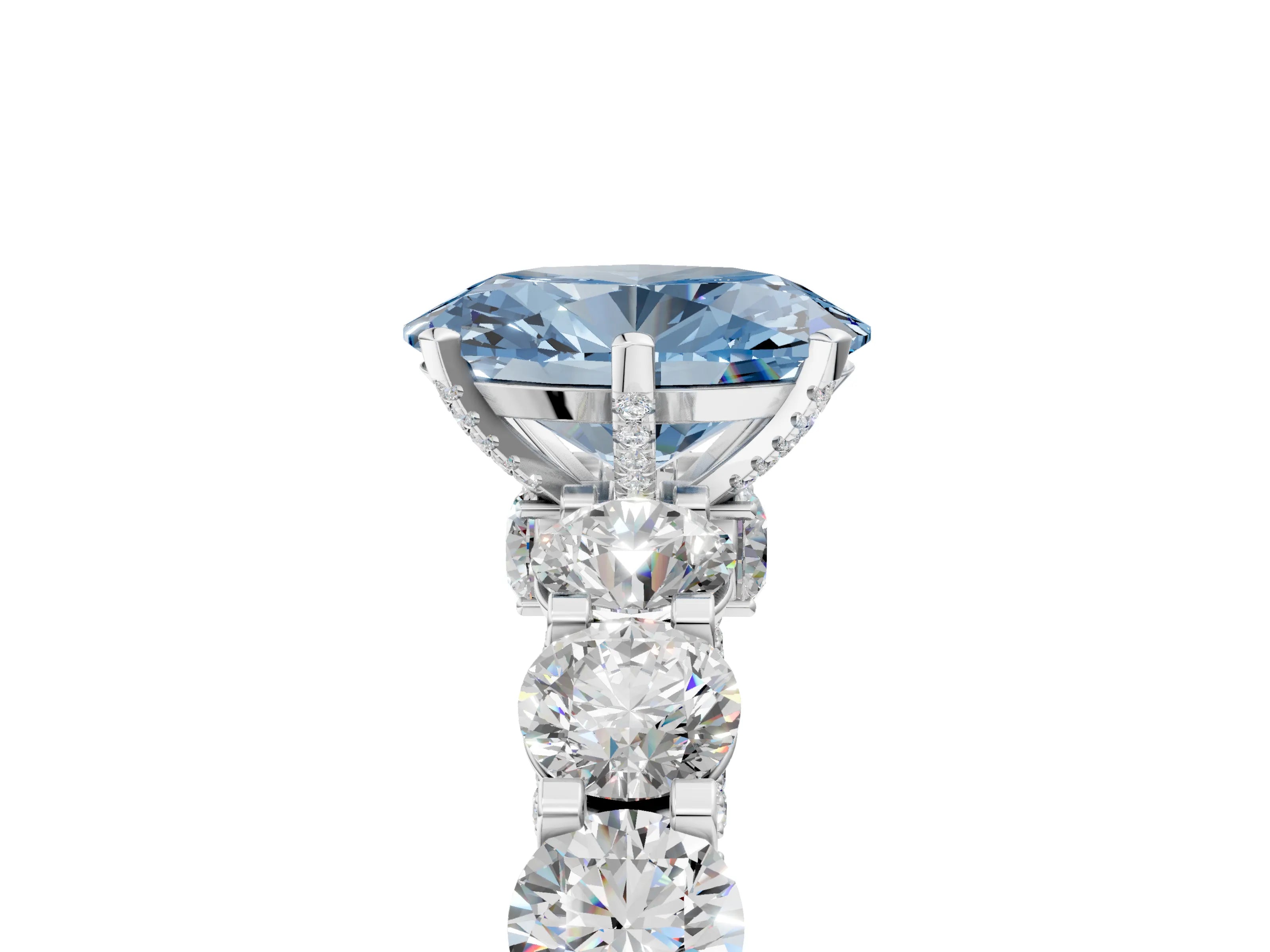White gold Round Diamond Side Stone Engagement Ring with Six-Prong Setting_11