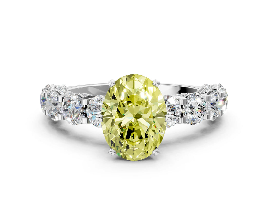 White gold Round Diamond Side Stone Engagement Ring with Six-Prong Setting_12
