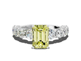 White gold Round Diamond Side Stone Engagement Ring with Six-Prong Setting