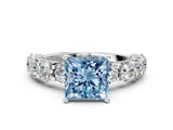 White gold Round Diamond Side Stone Engagement Ring with Six-Prong Setting_12
