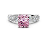White gold Round Diamond Side Stone Engagement Ring with Six-Prong Setting_12