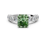 White gold Round Diamond Side Stone Engagement Ring with Six-Prong Setting_12