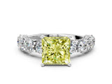 White gold Round Diamond Side Stone Engagement Ring with Six-Prong Setting_12