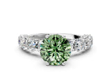 White gold Round Diamond Side Stone Engagement Ring with Six-Prong Setting_12