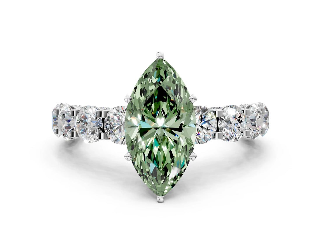 White gold Round Diamond Side Stone Engagement Ring with Six-Prong Setting_12
