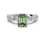 White gold Round Diamond Side Stone Engagement Ring with Six-Prong Setting_12