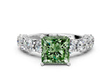 White gold Round Diamond Side Stone Engagement Ring with Six-Prong Setting_12