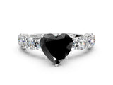 White gold Round Diamond Side Stone Engagement Ring with Six-Prong Setting_12