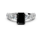 White gold Round Diamond Side Stone Engagement Ring with Six-Prong Setting_12