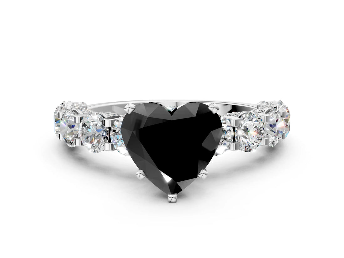 White gold Round Diamond Side Stone Engagement Ring with Six-Prong Setting_12