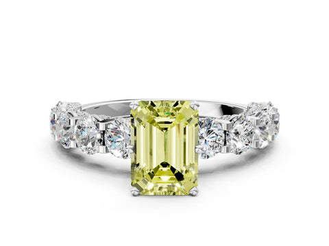 White gold Round Diamond Side Stone Engagement Ring with Six-Prong Setting_12