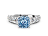 White gold Round Diamond Side Stone Engagement Ring with Six-Prong Setting_12