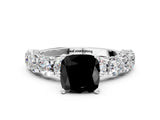 White gold Round Diamond Side Stone Engagement Ring with Six-Prong Setting_12