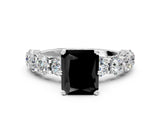 White gold Round Diamond Side Stone Engagement Ring with Six-Prong Setting_12