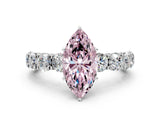 White gold Round Diamond Side Stone Engagement Ring with Six-Prong Setting_12