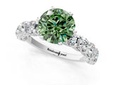 White gold Round Diamond Side Stone Engagement Ring with Six-Prong Setting_13