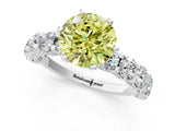 White gold Round Diamond Side Stone Engagement Ring with Six-Prong Setting_13