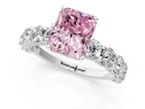 White gold Round Diamond Side Stone Engagement Ring with Six-Prong Setting_13
