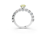 White gold Round Diamond Side Stone Engagement Ring with Six-Prong Setting_13