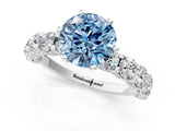 White gold Round Diamond Side Stone Engagement Ring with Six-Prong Setting_13