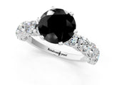 White gold Round Diamond Side Stone Engagement Ring with Six-Prong Setting_13