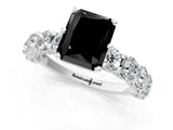 White gold Round Diamond Side Stone Engagement Ring with Six-Prong Setting_13