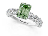 White gold Round Diamond Side Stone Engagement Ring with Six-Prong Setting_13