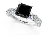 White gold Round Diamond Side Stone Engagement Ring with Six-Prong Setting_13