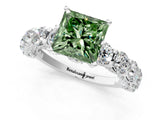 White gold Round Diamond Side Stone Engagement Ring with Six-Prong Setting_13
