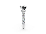 White gold Round Diamond Side Stone Engagement Ring with Six-Prong Setting_14