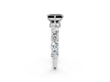 White gold Round Diamond Side Stone Engagement Ring with Six-Prong Setting_14