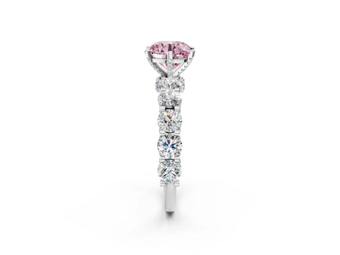 White gold Round Diamond Side Stone Engagement Ring with Six-Prong Setting_14