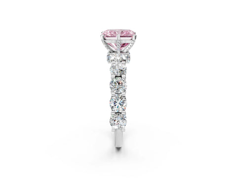 White gold Round Diamond Side Stone Engagement Ring with Six-Prong Setting_14