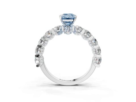 White gold Round Diamond Side Stone Engagement Ring with Six-Prong Setting_14