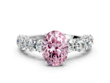 White gold Round Diamond Side Stone Engagement Ring with Six-Prong Setting_14