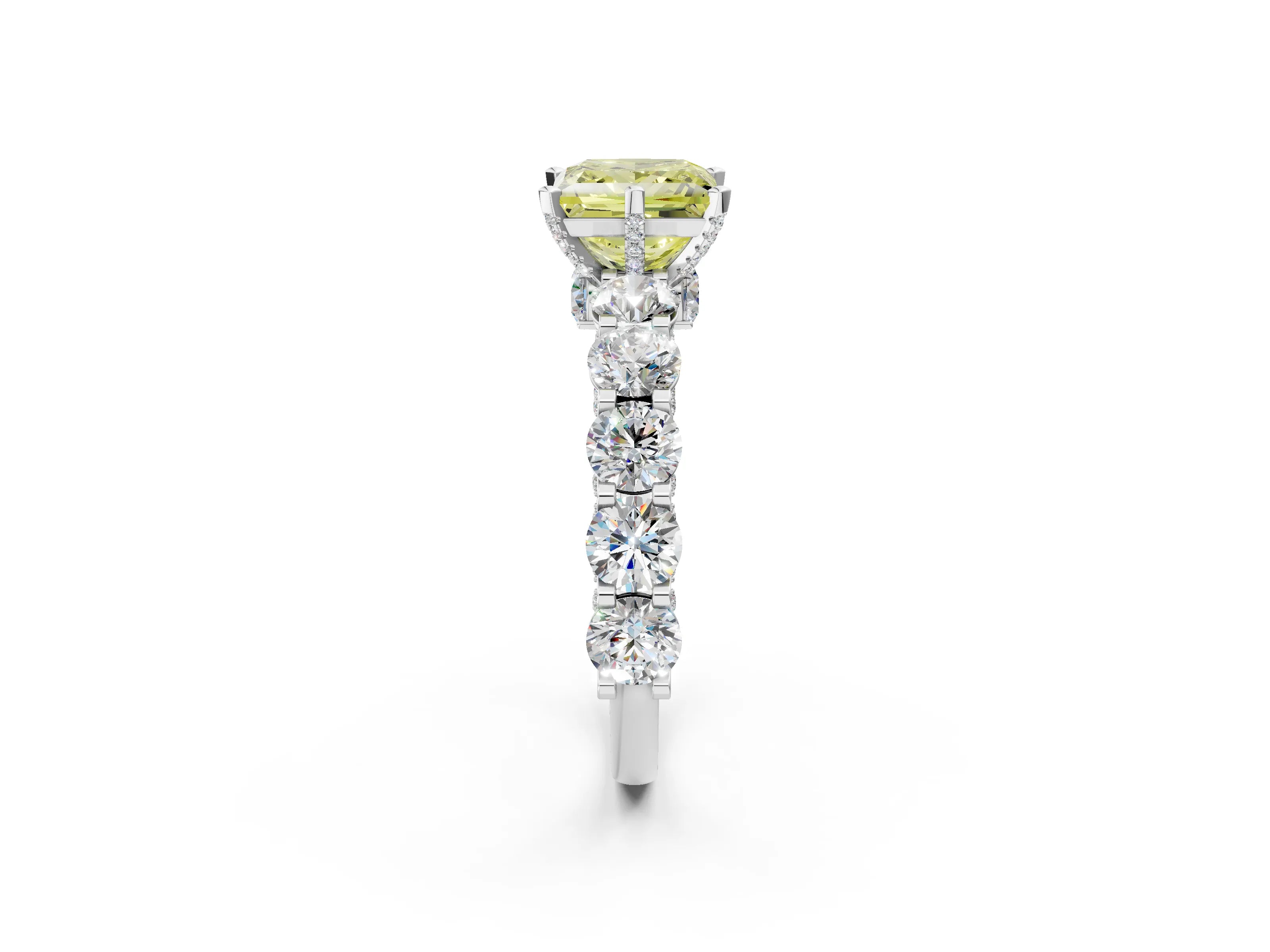 White gold Round Diamond Side Stone Engagement Ring with Six-Prong Setting_14