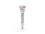 White gold Round Diamond Side Stone Engagement Ring with Six-Prong Setting_14