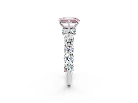 White gold Round Diamond Side Stone Engagement Ring with Six-Prong Setting_14