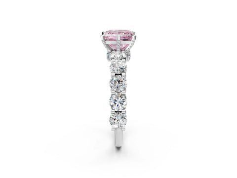 White gold Round Diamond Side Stone Engagement Ring with Six-Prong Setting_14