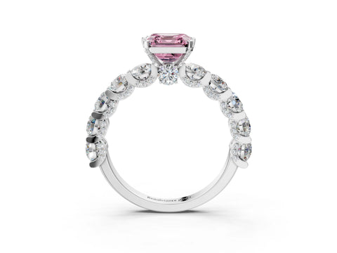 White gold Round Diamond Side Stone Engagement Ring with Six-Prong Setting_15