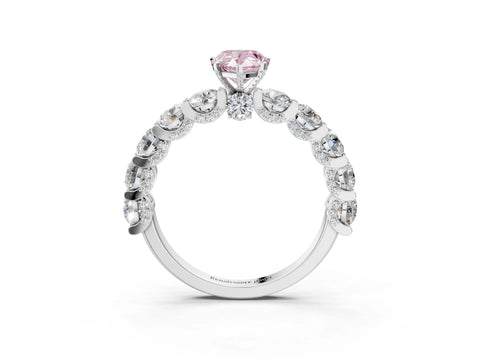 White gold Round Diamond Side Stone Engagement Ring with Six-Prong Setting_15