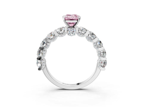White gold Round Diamond Side Stone Engagement Ring with Six-Prong Setting_15